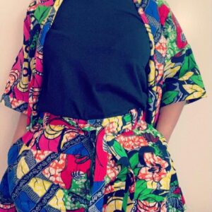 Ensemble Kimono et short tissu Ankara
