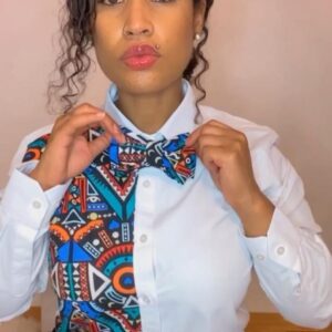 Chemise avec cravate papillon tissu wax